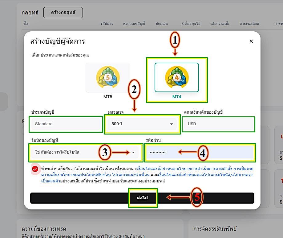 ขั้นตอนกรอกรายละเอียดการเปิดบัญชีผู้จัดการกลยุทธ์ copy trading